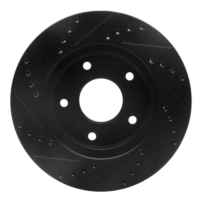 Chevrolet S10 Brake Rotor (1) - Front Right - R1 Concepts - Drilled & Slotted - Black - `97-`05